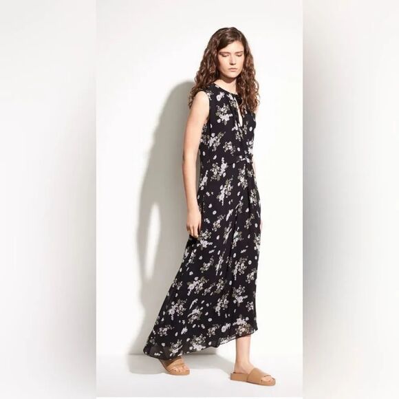 Vince Dresses & Skirts - Vince Tossed Floral Sleeveless Silk Maxi Dress